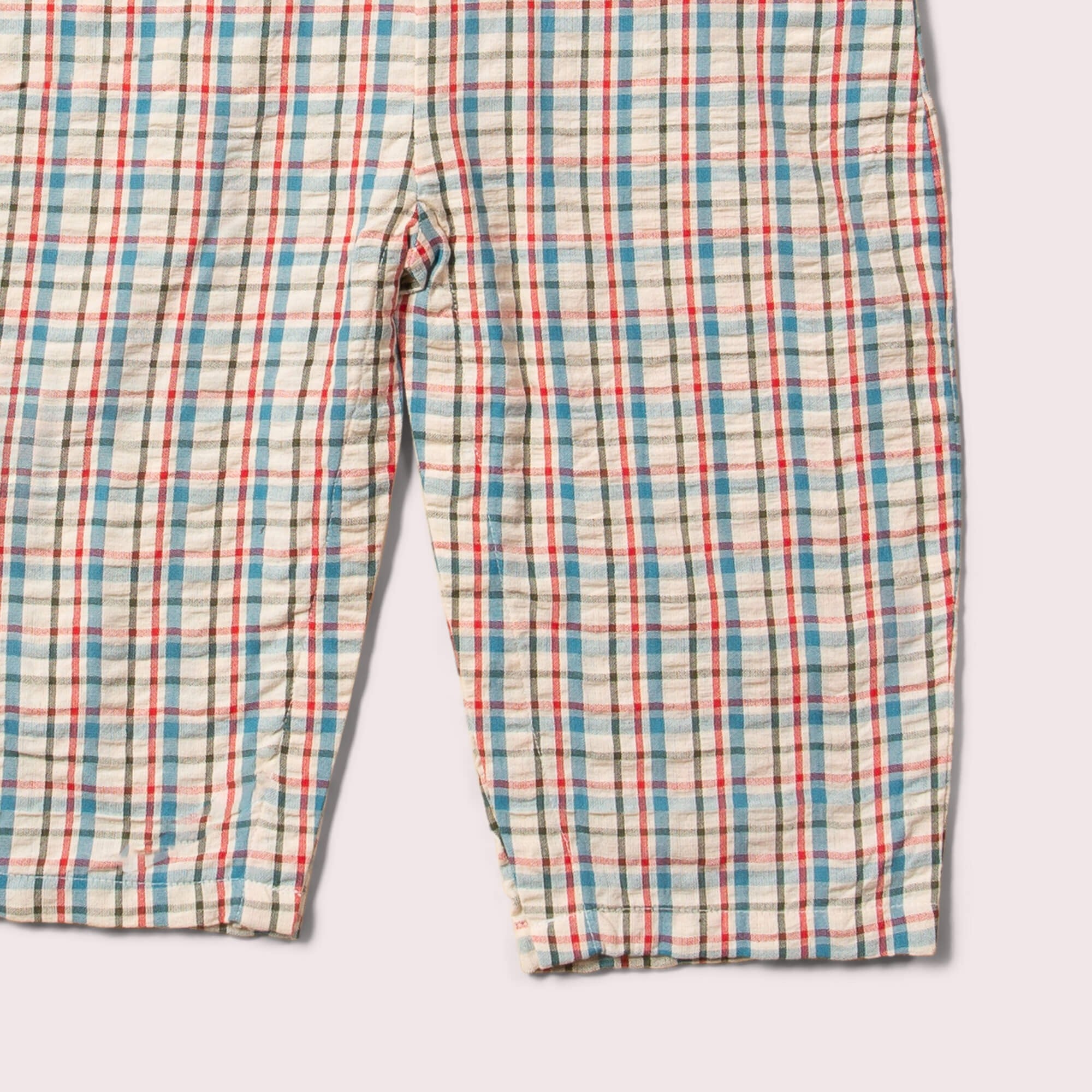 Checked Seersucker Pocket Dungaree Shorts