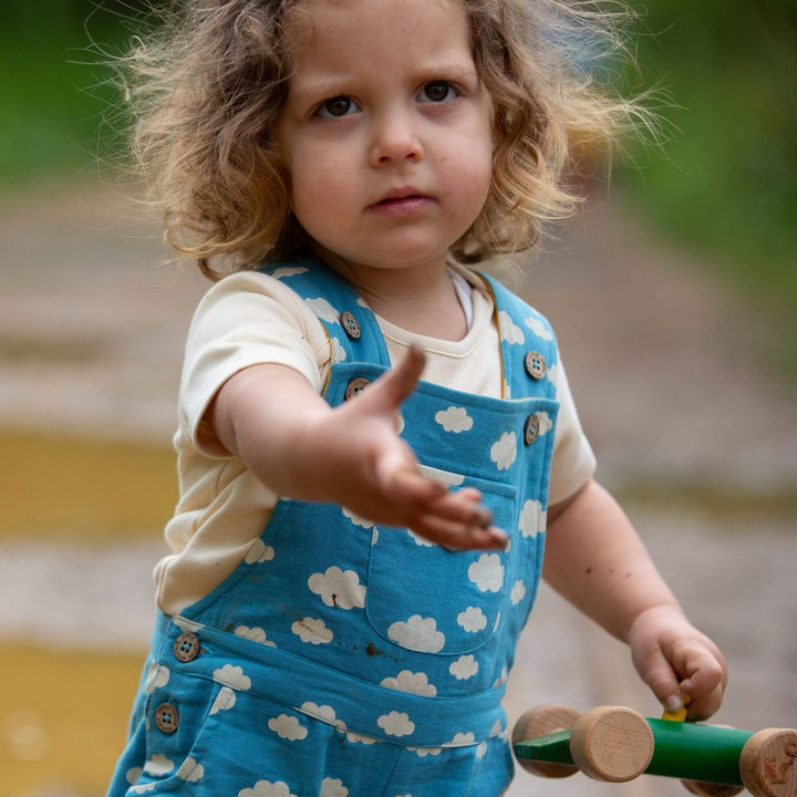 Blue Clouds Pocket Dungaree Shorts