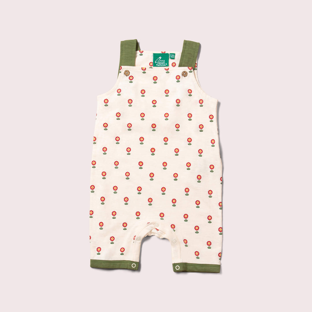 Red Flowers Storytime Dungaree Shorts