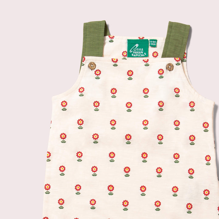 Red Flowers Storytime Dungaree Shorts