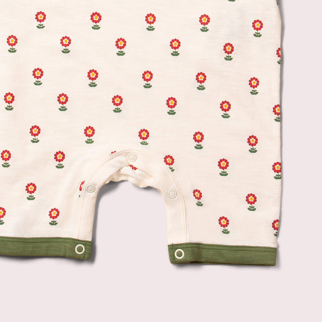 Red Flowers Storytime Dungaree Shorts