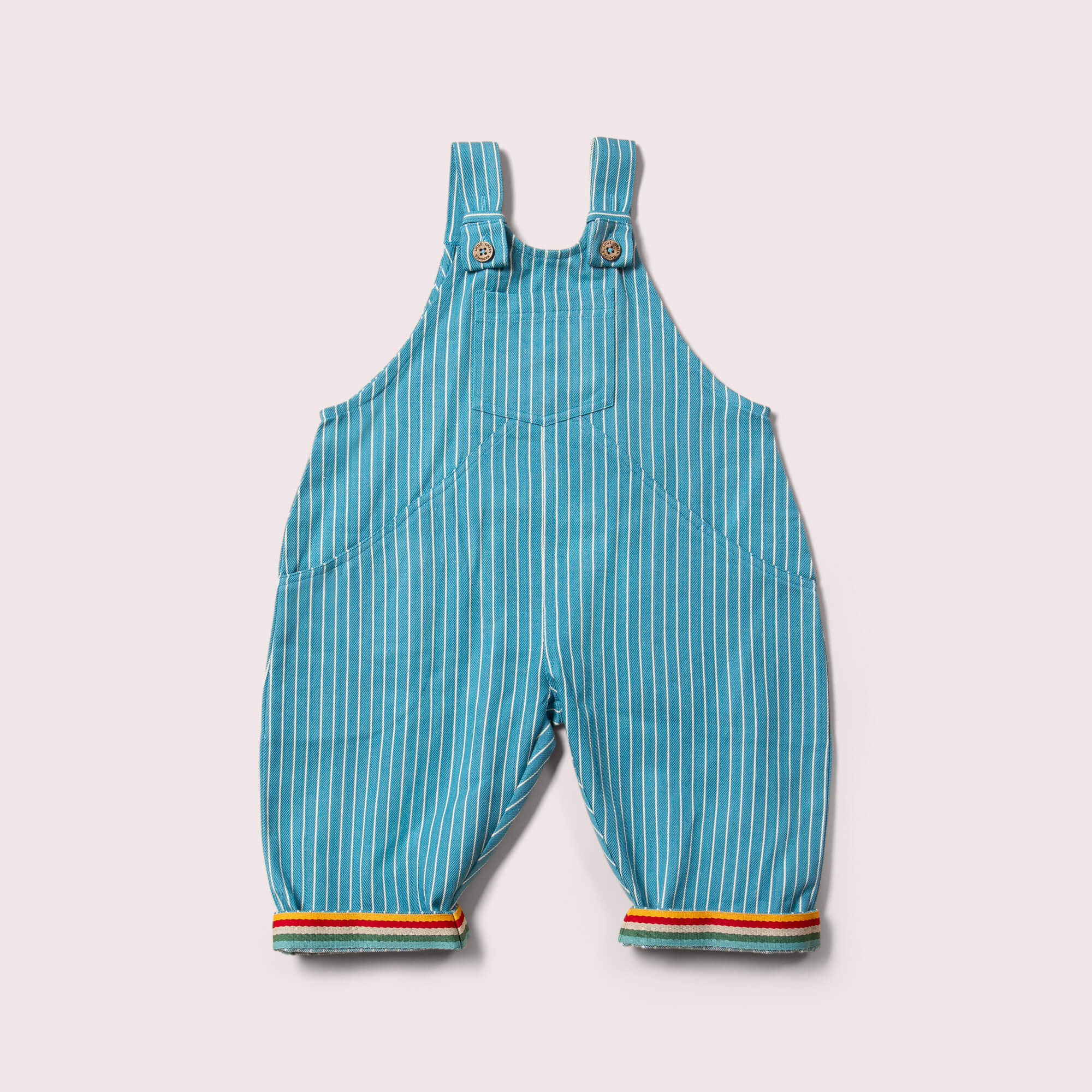 Horizon Blue Striped Roll Up Dungarees