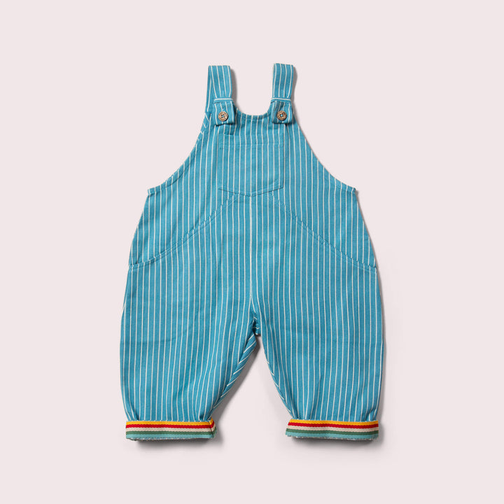 Horizon Blue Striped Roll Up Dungarees