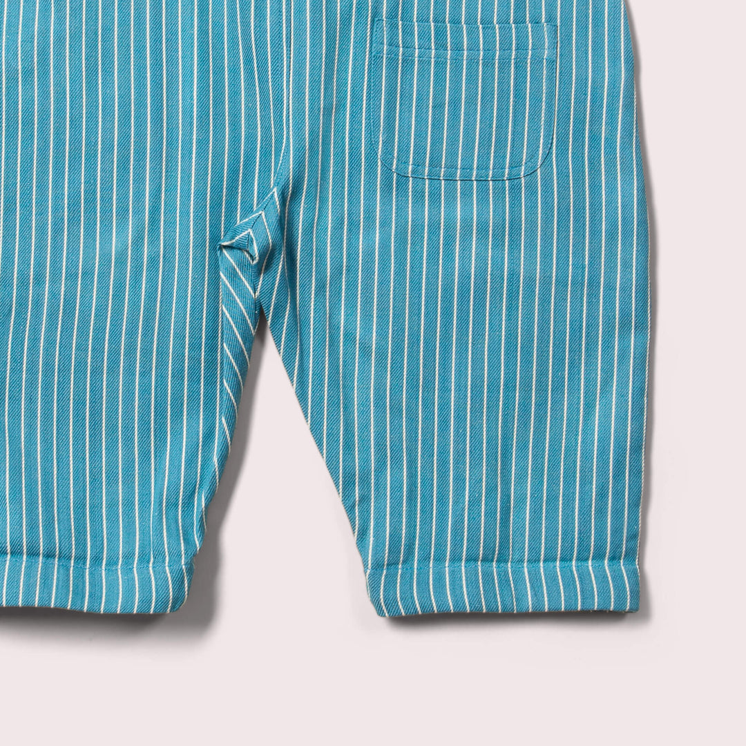 Horizon Blue Striped Roll Up Dungarees