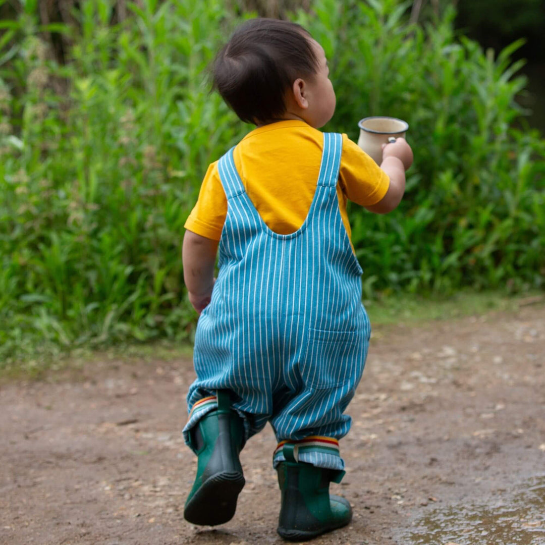 Horizon Blue Striped Roll Up Dungarees