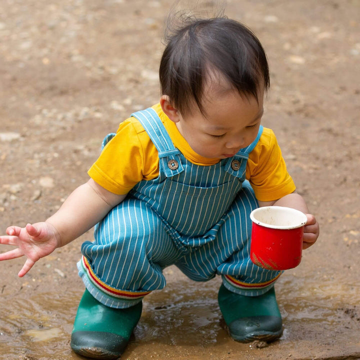 Horizon Blue Striped Roll Up Dungarees