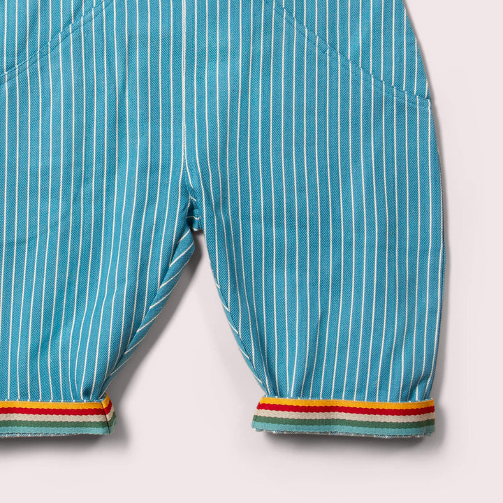 Horizon Blue Striped Roll Up Dungarees