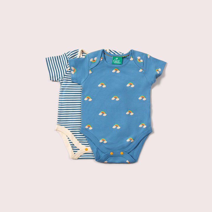 Blue Rainbows Organic Baby Bodysuit Set 2 Pack