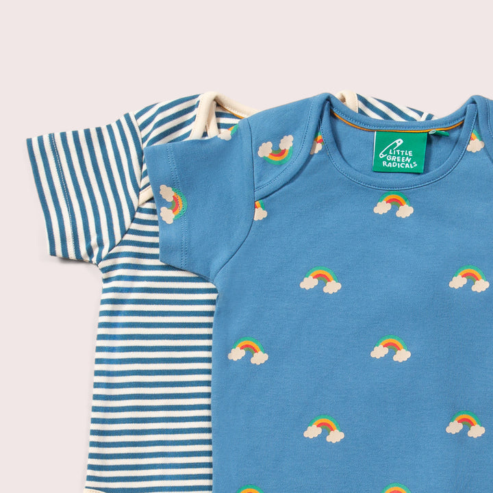 Blue Rainbows Organic Baby Bodysuit Set 2 Pack