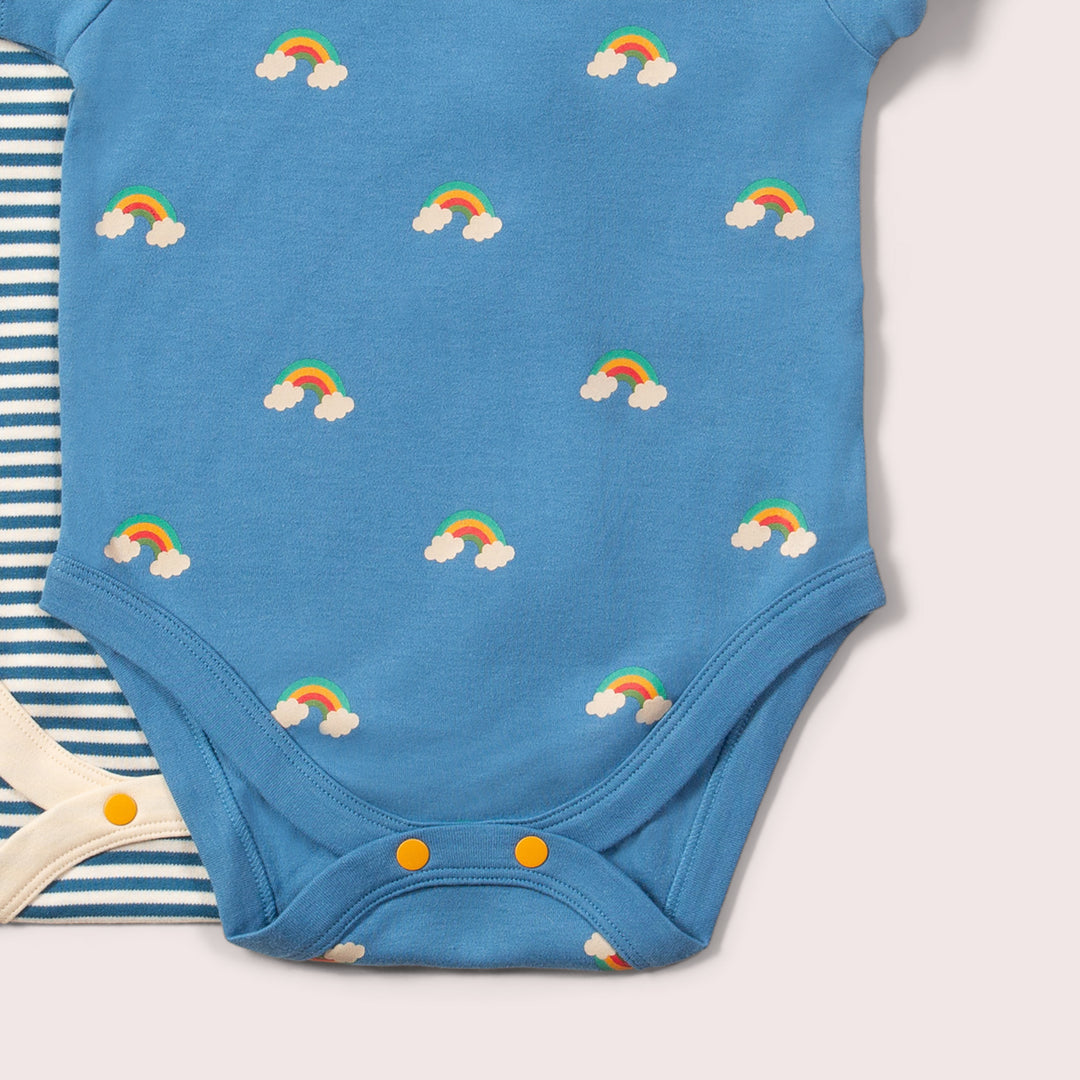 Blue Rainbows Organic Baby Bodysuit Set 2 Pack