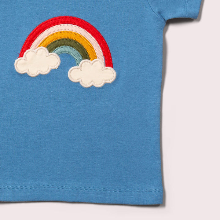 Blue Rainbow Applique Organic Short Sleeve T Shirt