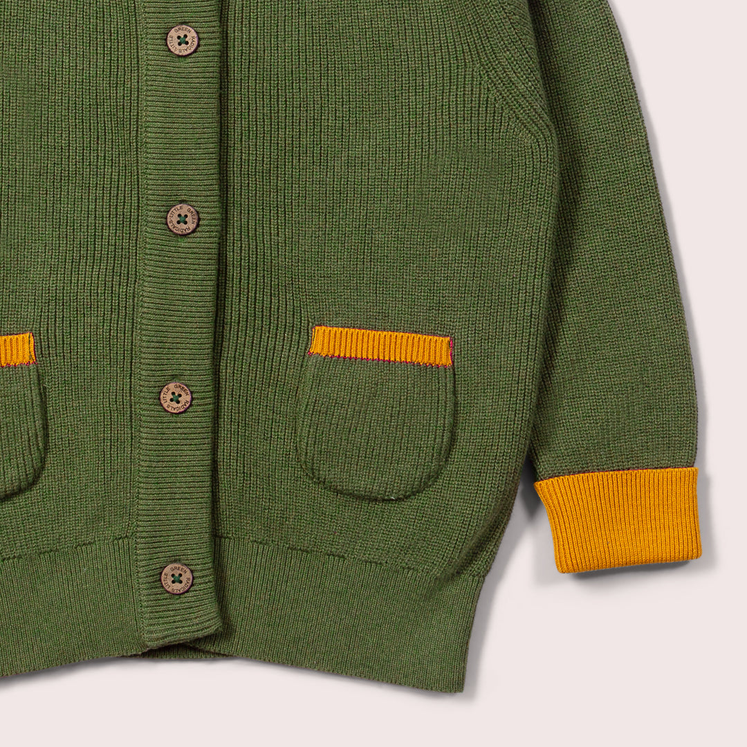 From One To Another Elm Green Colour Block Knitted Cardigan