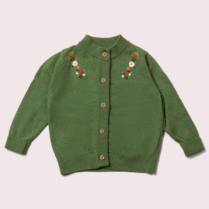 From One To Another Green Flower Knitted Cardigan