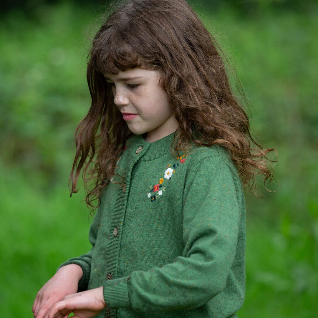 From One To Another Green Flower Knitted Cardigan