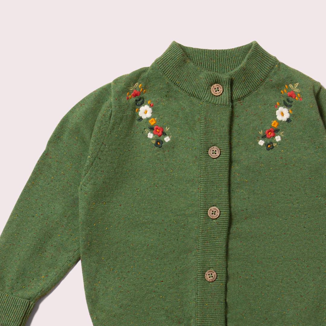 From One To Another Green Flower Knitted Cardigan