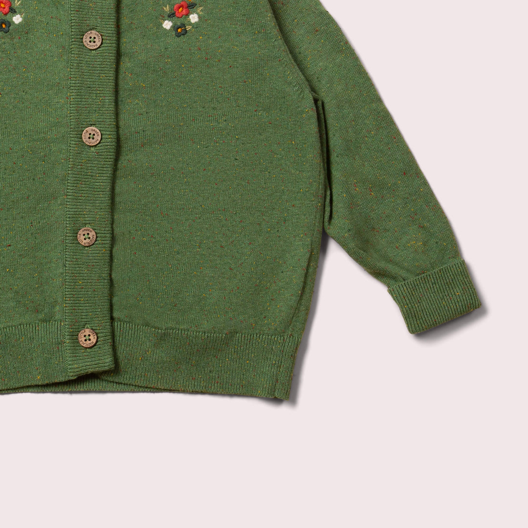 From One To Another Green Flower Knitted Cardigan