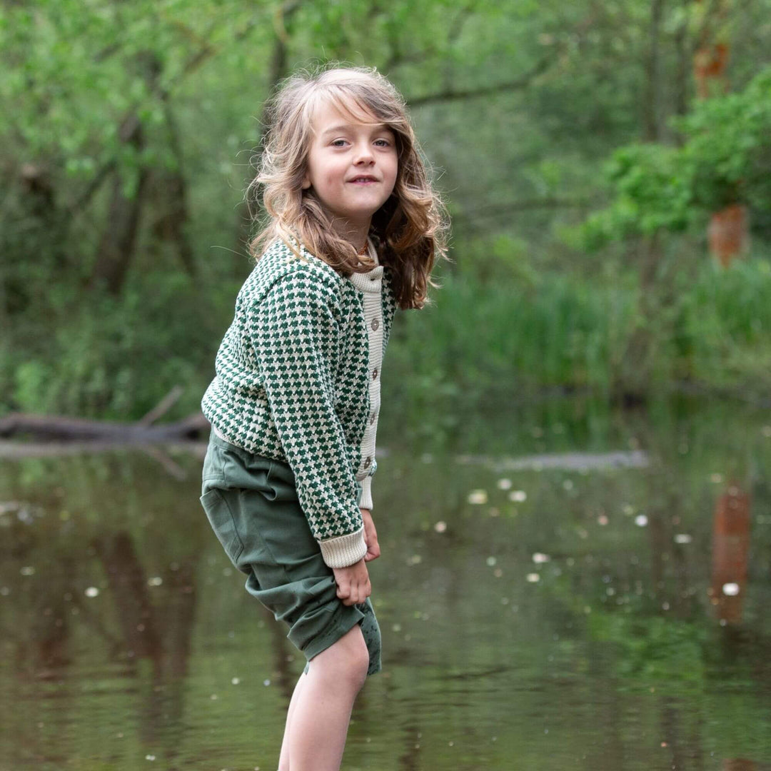 From One To Another Olive Striped Knitted Cardigan