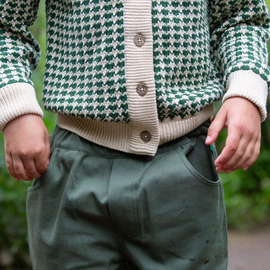 From One To Another Olive Striped Knitted Cardigan