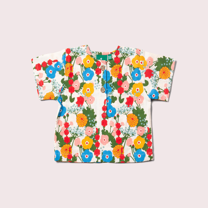 Flora And Fauna Loose Fit Short Sleeve Henley Top