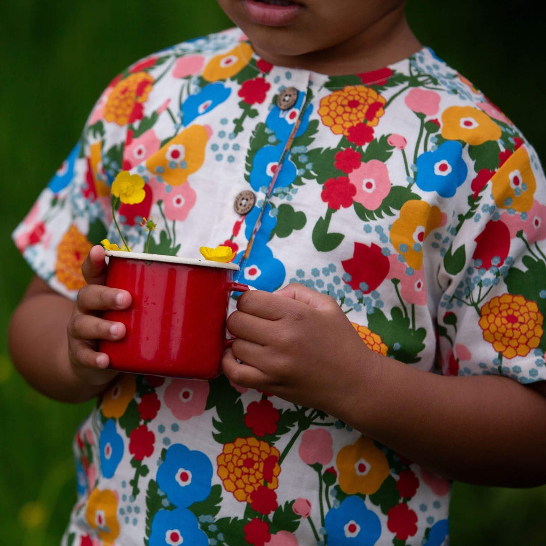 Flora And Fauna Loose Fit Short Sleeve Henley Top