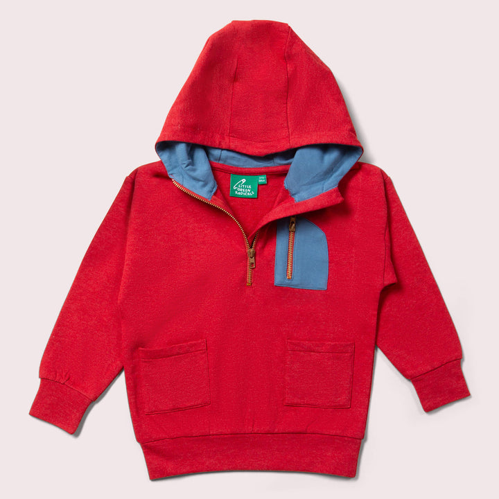 Red Organic Quarter Zip Hoodie