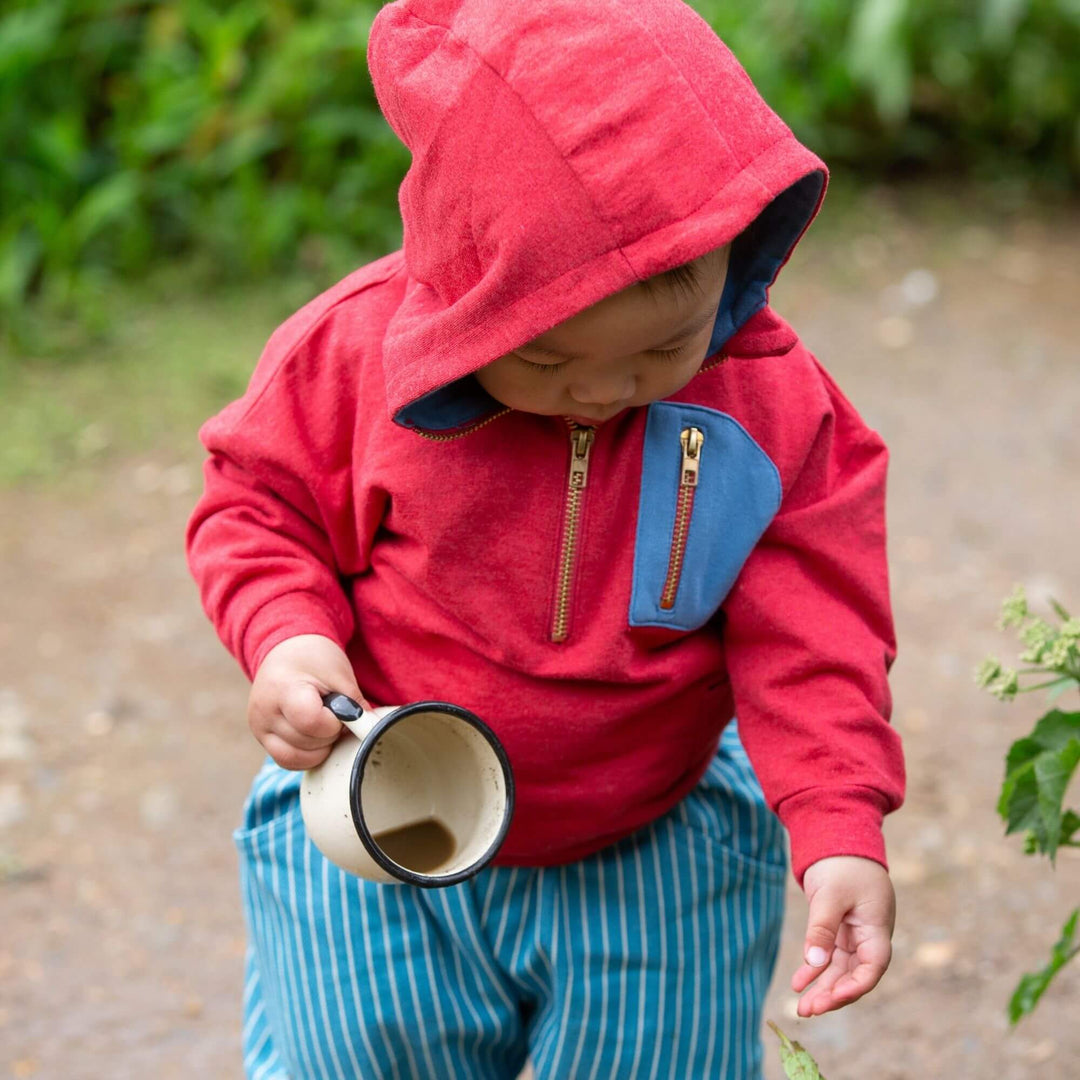 Red Organic Quarter Zip Hoodie