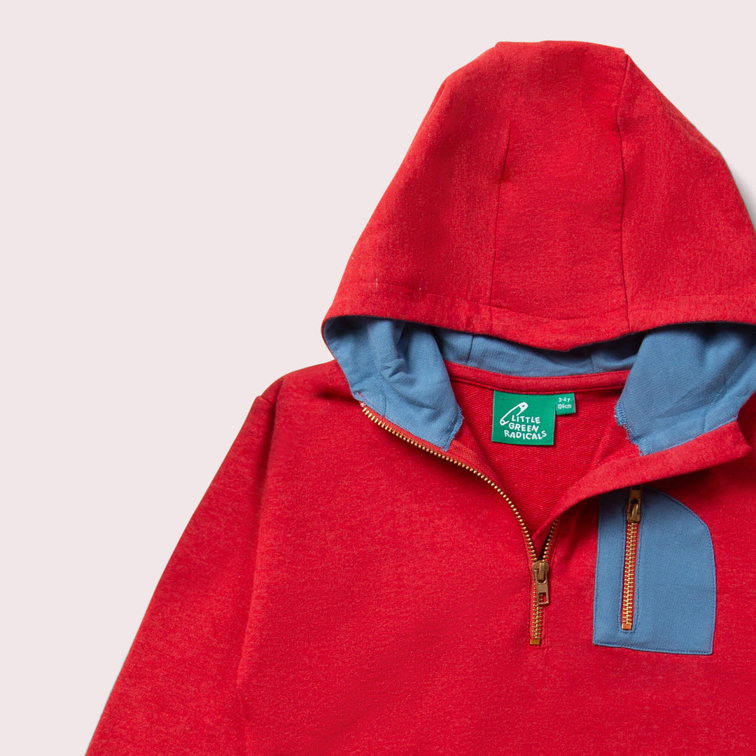 Red Organic Quarter Zip Hoodie