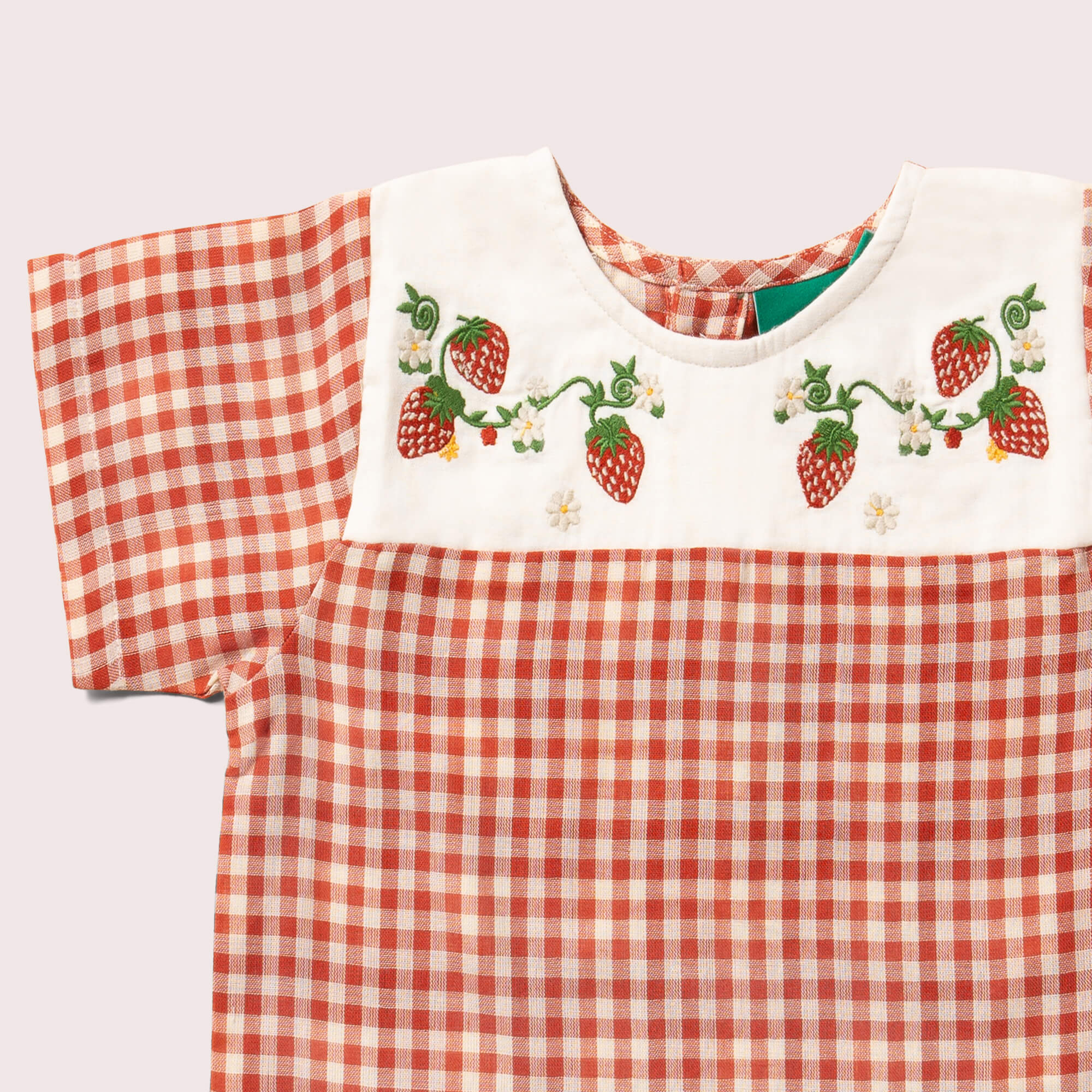 Little Red Check Loose Short Sleeve Top