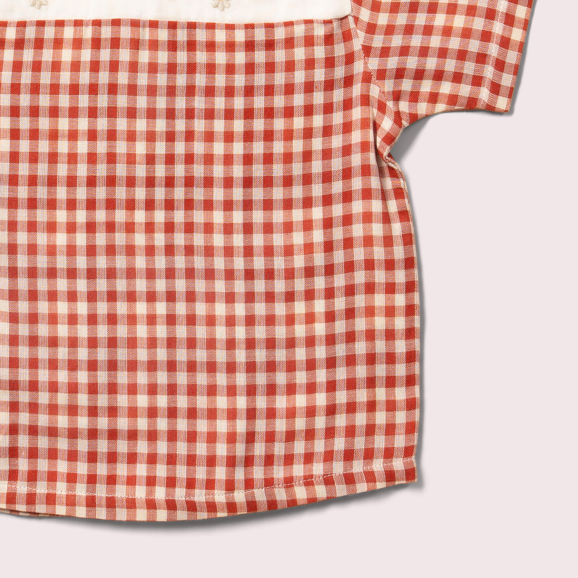 Little Red Check Loose Short Sleeve Top