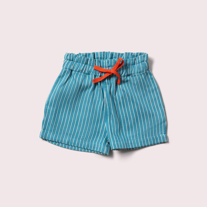 Horizon Blue Striped By The Sea Twill Shorts