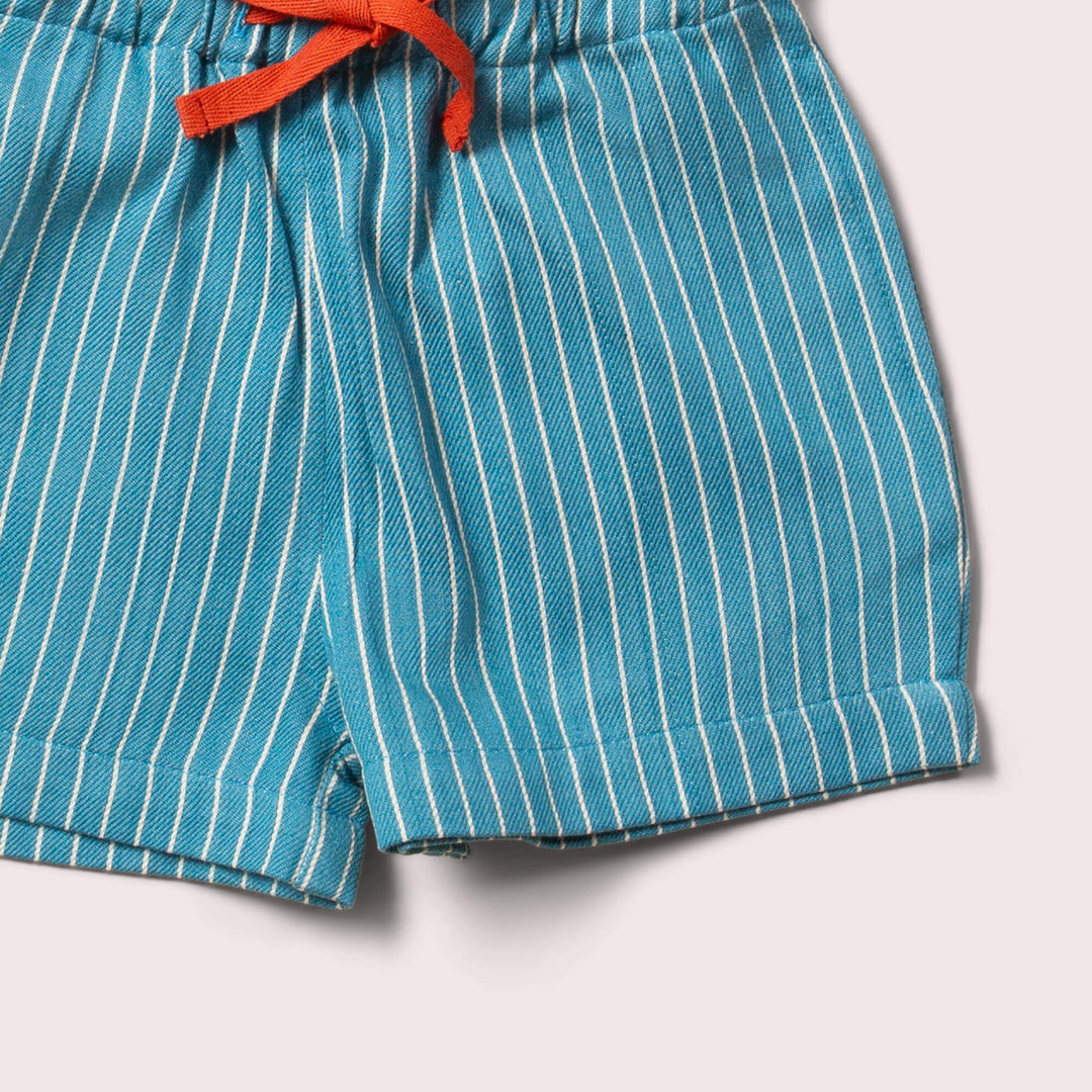 Horizon Blue Striped By The Sea Twill Shorts