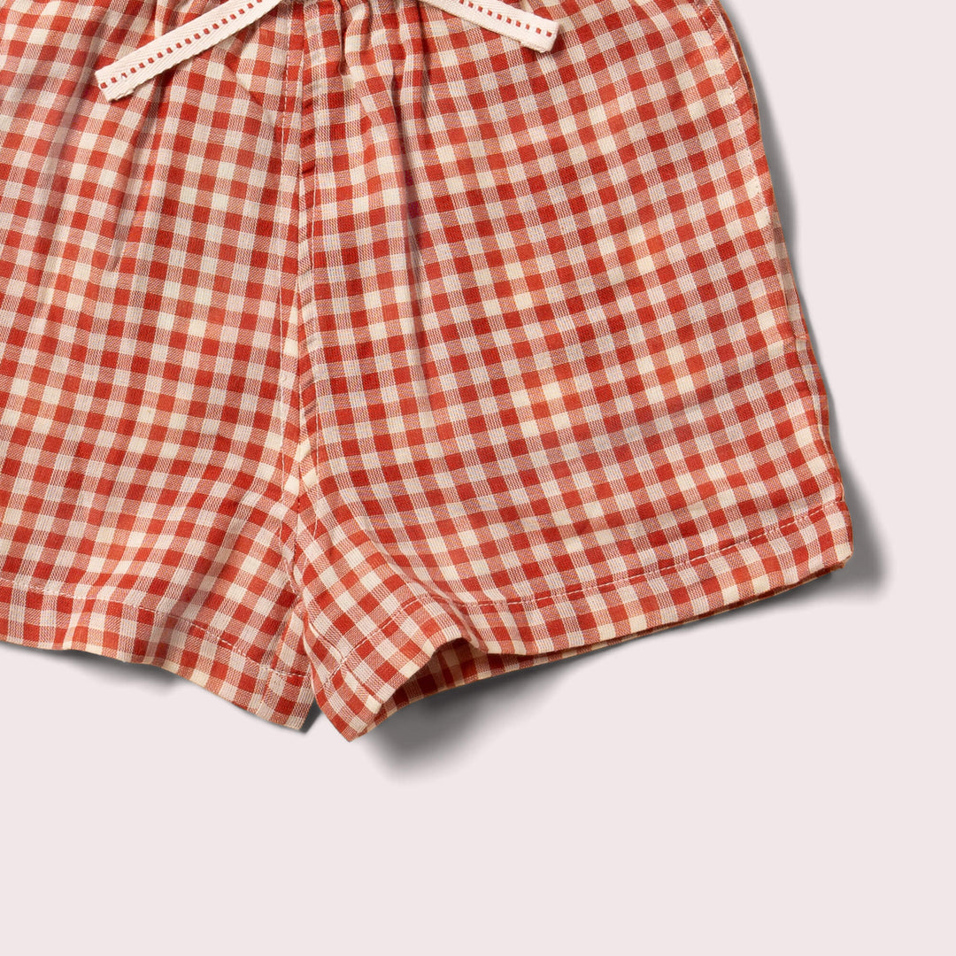 Little Red Check By The Sea Shorts