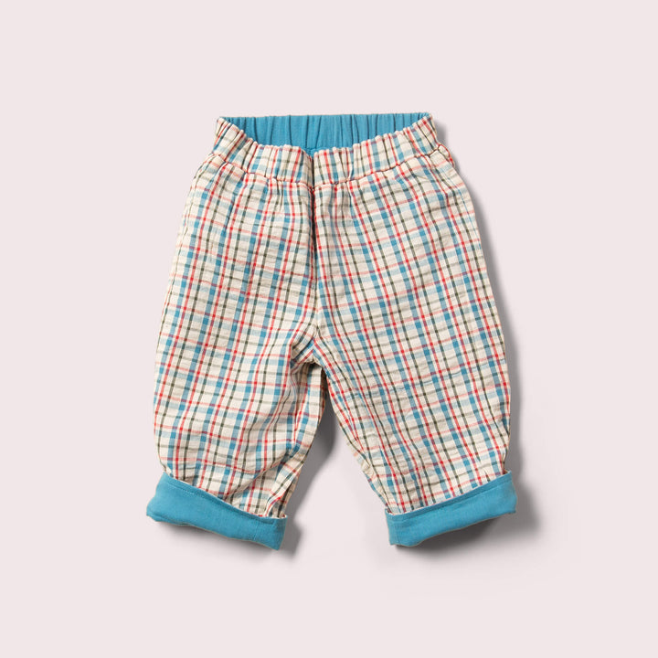 Checked Seersucker Reversible Pull On Trousers