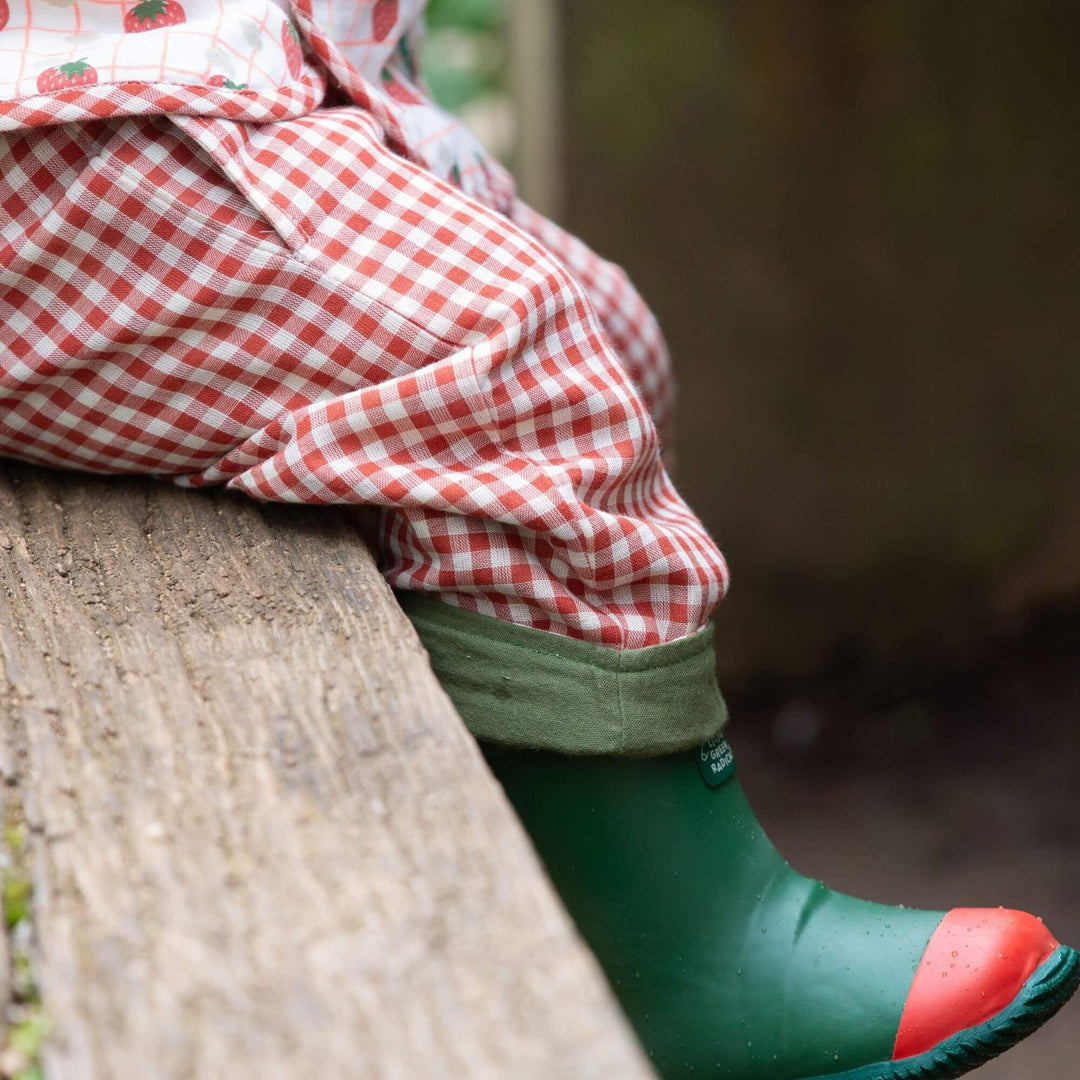 Little Red Checked Reversible Pull On Trousers