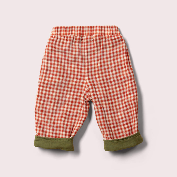 Little Red Checked Reversible Pull On Trousers