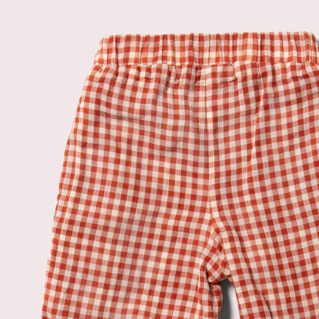 Little Red Checked Reversible Pull On Trousers