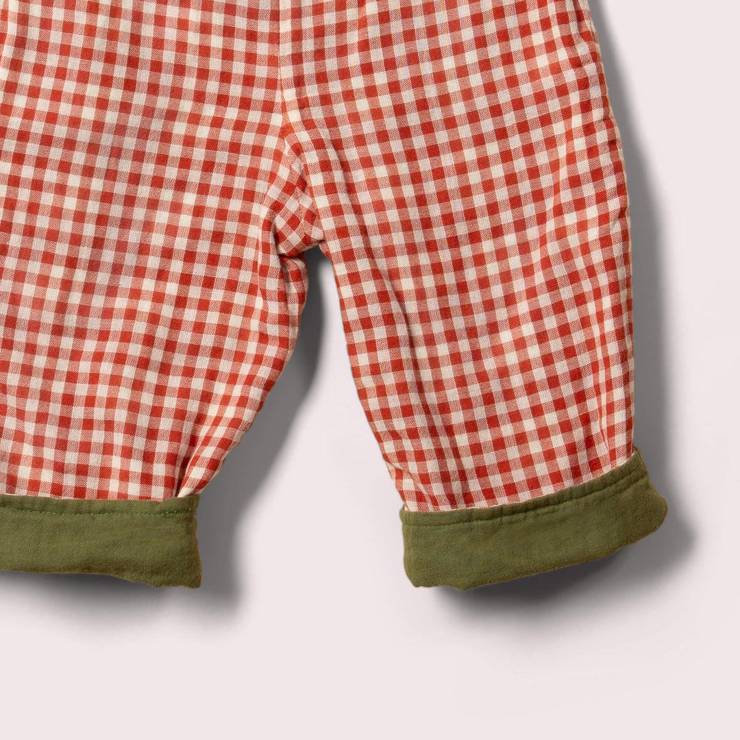 Little Red Checked Reversible Pull On Trousers