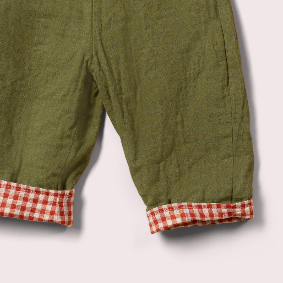 Little Red Checked Reversible Pull On Trousers