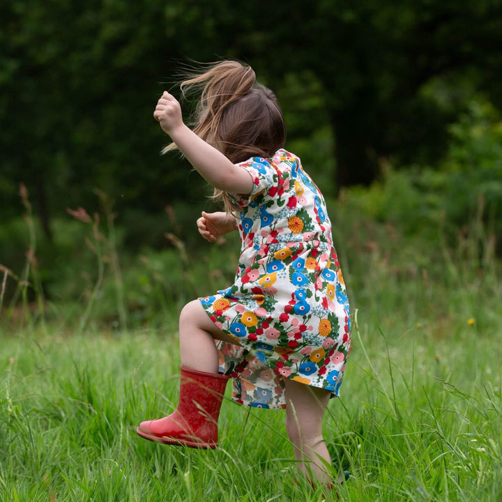 Flora And Fauna Button Through Short Sleeve Dress