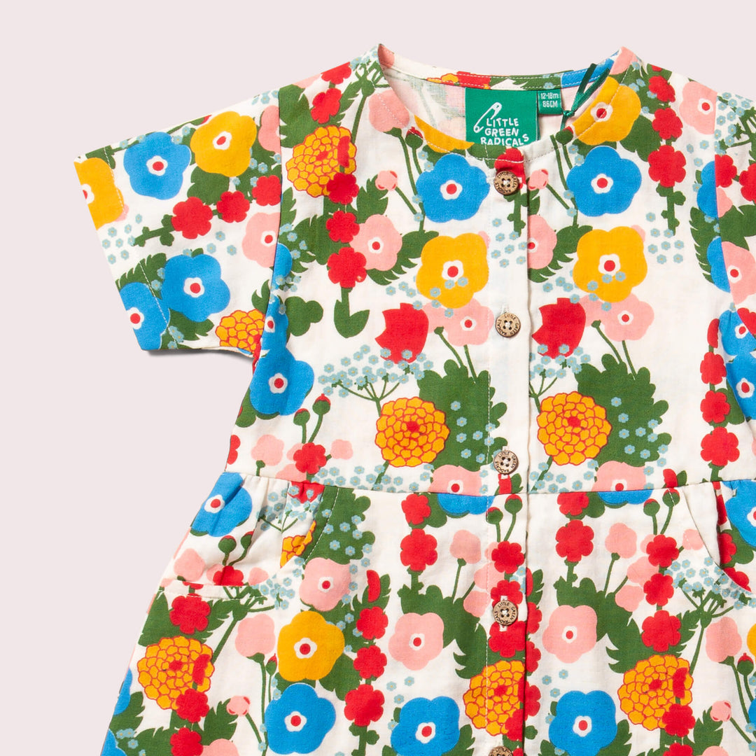 Flora And Fauna Button Through Short Sleeve Dress