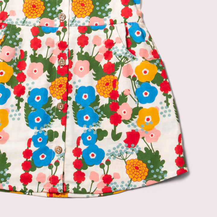 Flora And Fauna Button Through Short Sleeve Dress