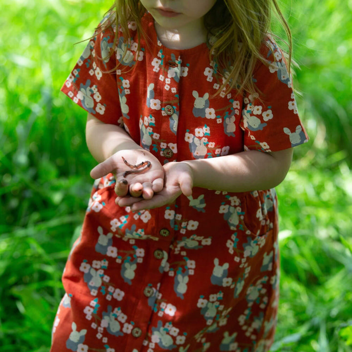 Little Rabbits Button Through Short Sleeve Dress