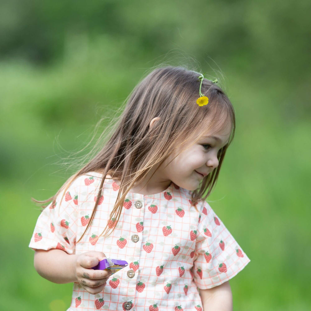 Strawberry Days Button Through Short Sleeve Dress