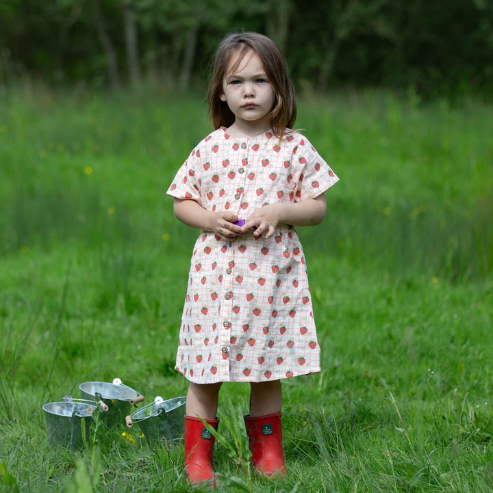 Strawberry Days Button Through Short Sleeve Dress