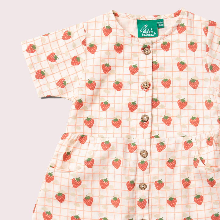 Strawberry Days Button Through Short Sleeve Dress