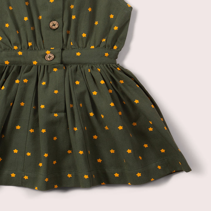 Yellow Stars Pinafore Button Dress