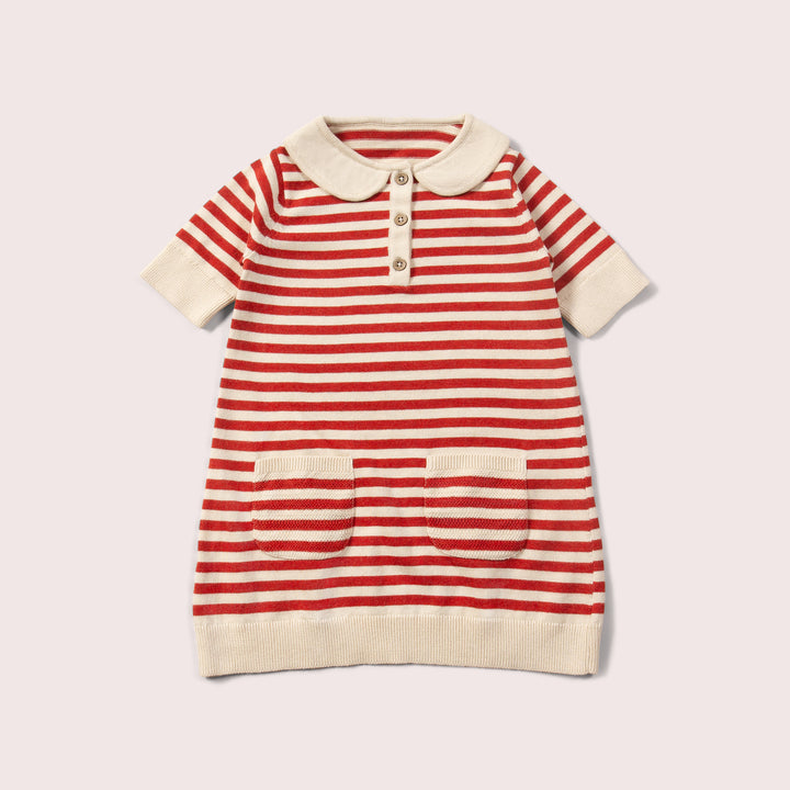 Nautical Red Striped Knitted Collar Dress