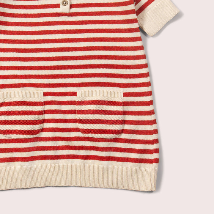 Nautical Red Striped Knitted Collar Dress