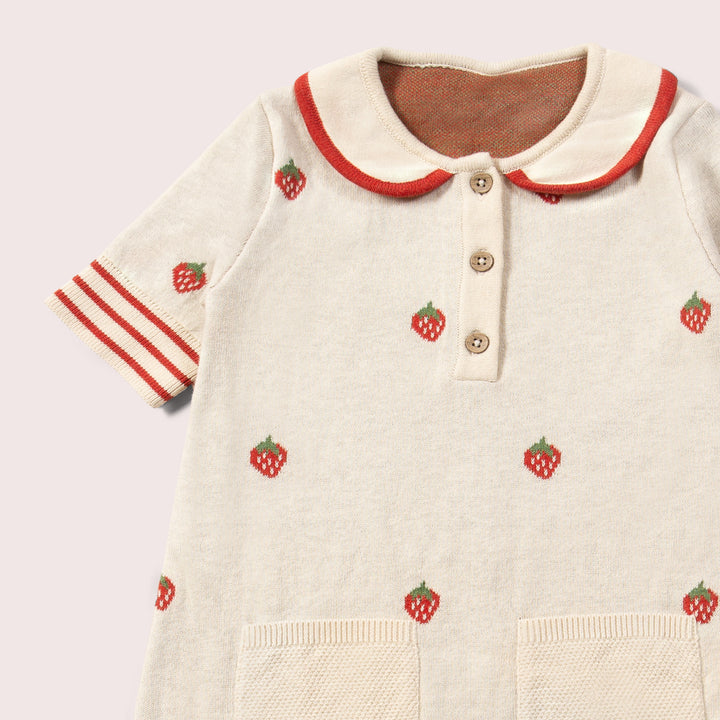 Strawberry Days Knitted Collar Dress