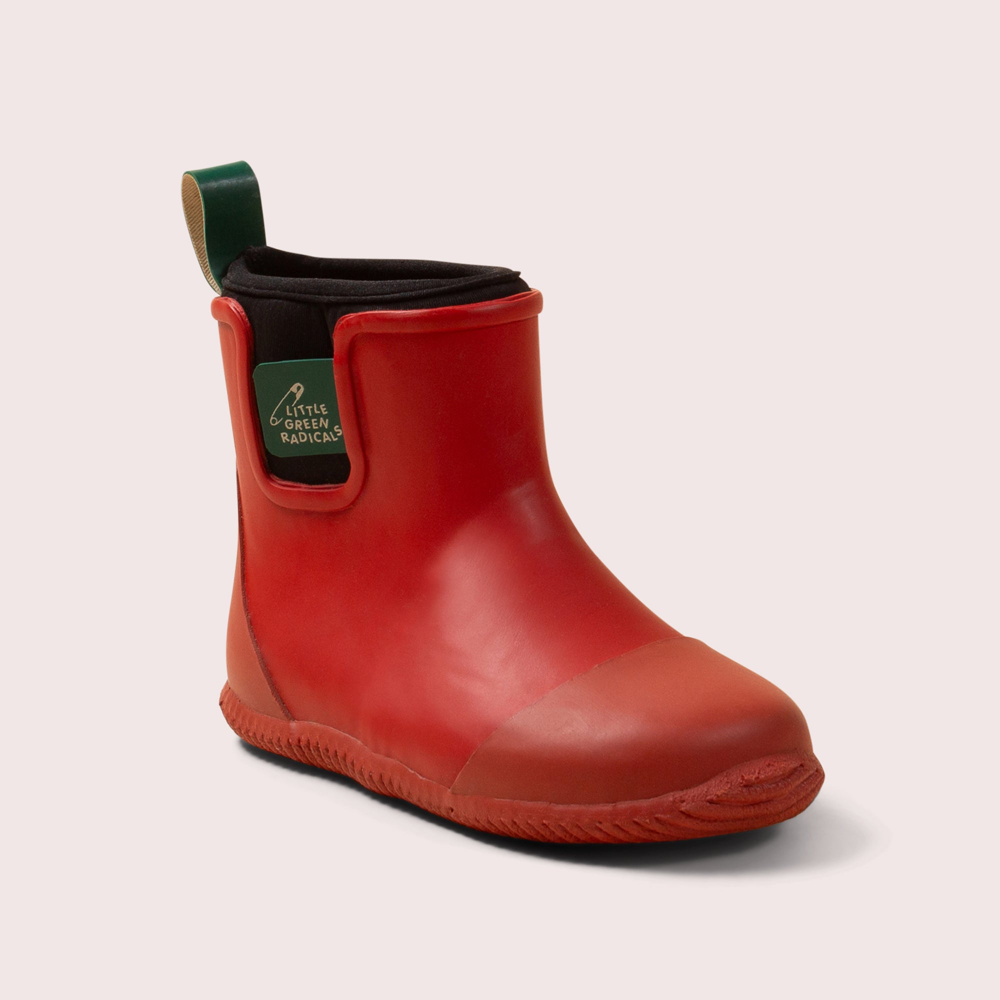 Red Lined Natural Rubber Ankle Rain Boots